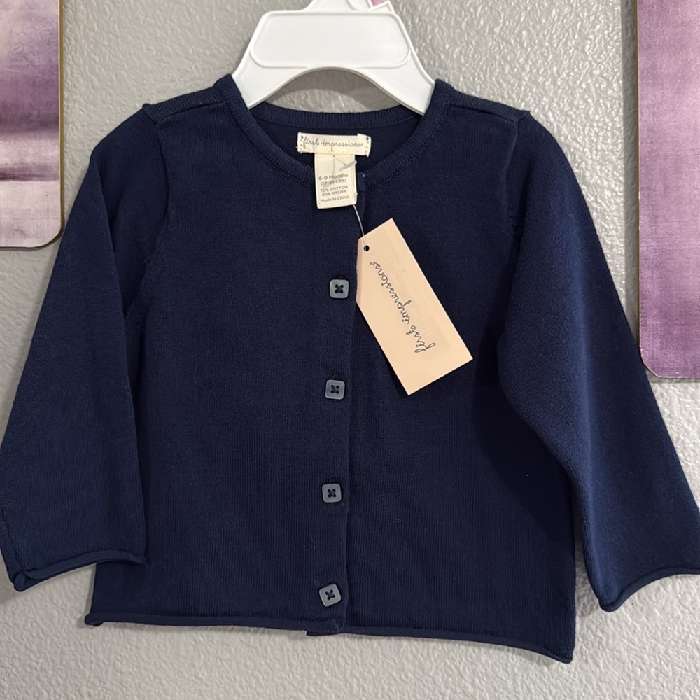 First Impressions navy blue Cardigan-Girls 3-6 months new cotton
